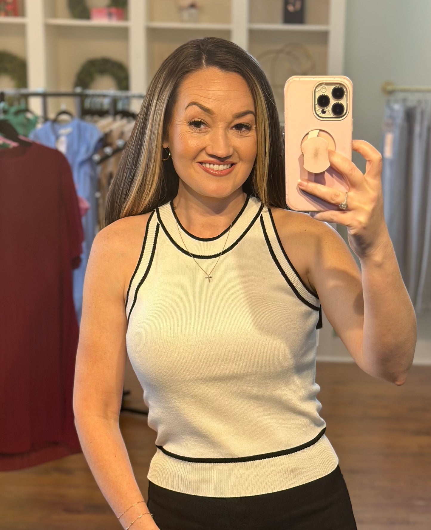 White Hot Black Trim Sleeveless