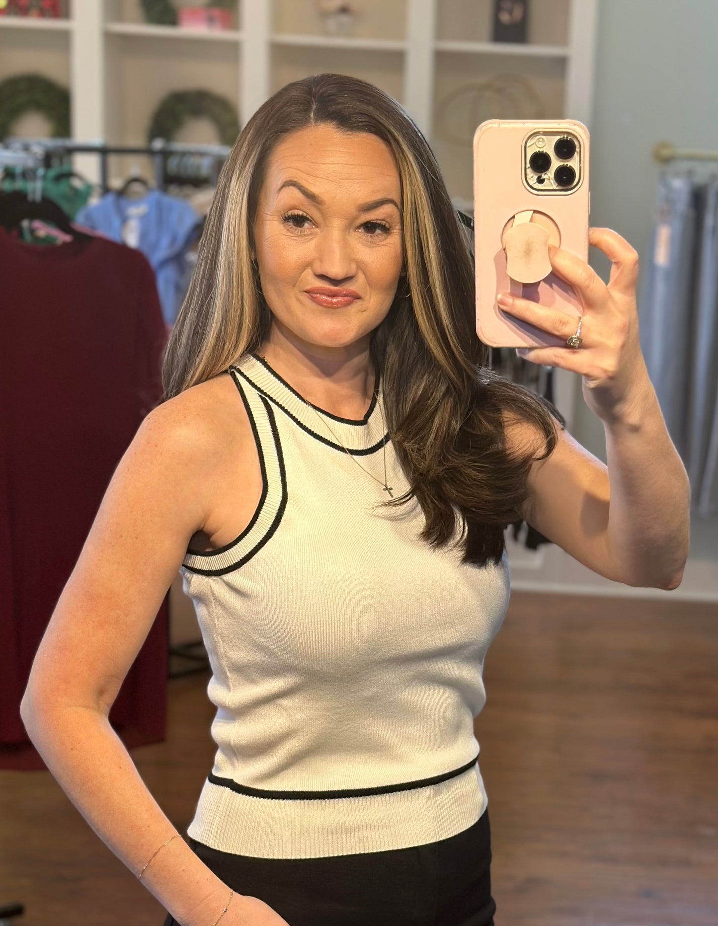 White Hot Black Trim Sleeveless