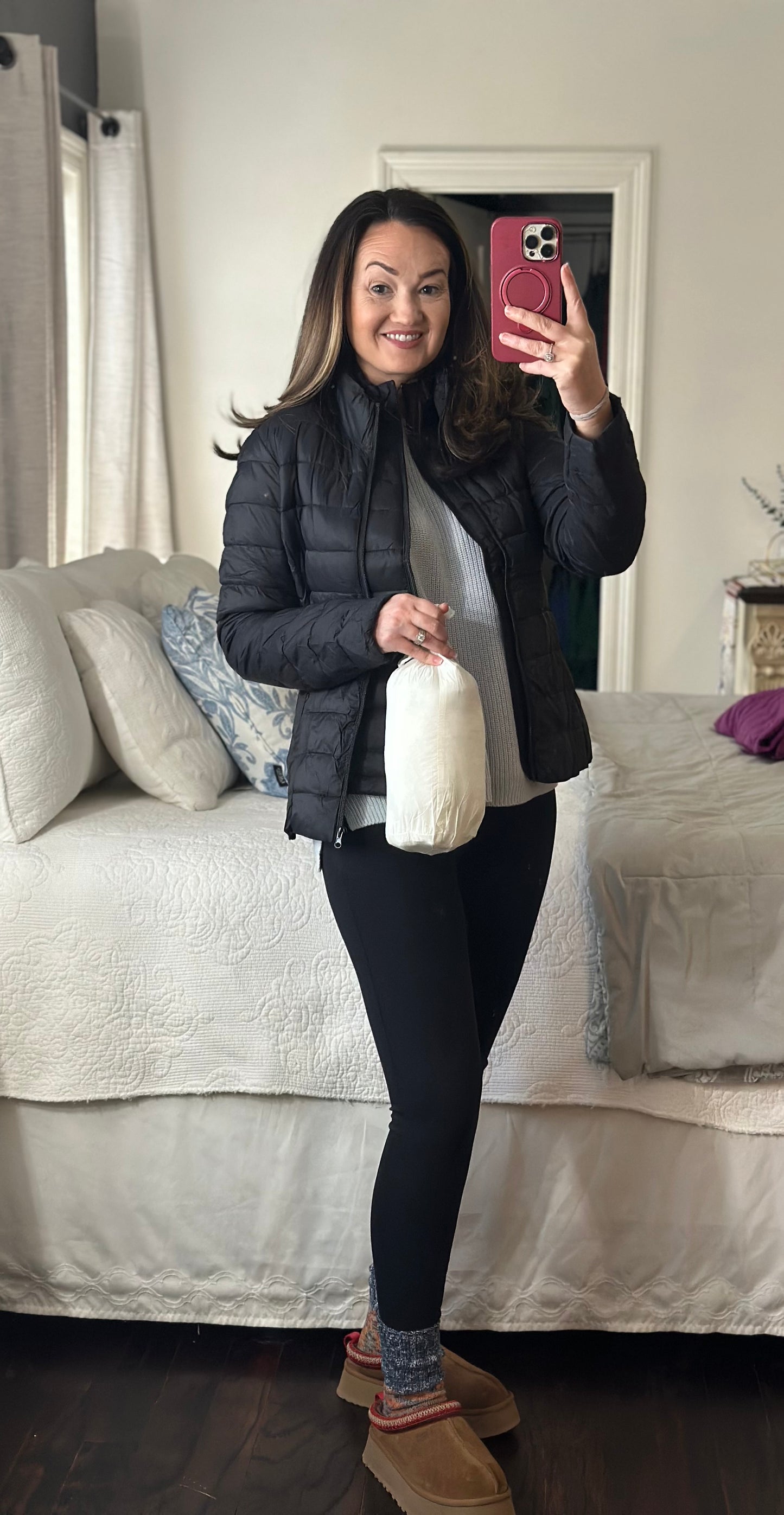 Black Puffer Zip Up Jacket