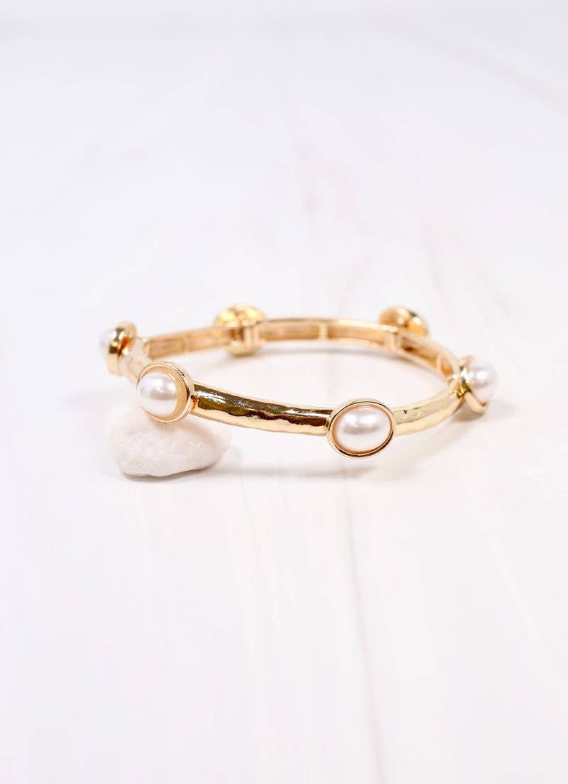 Piers Stretch Bracelet with Pearls GOLD