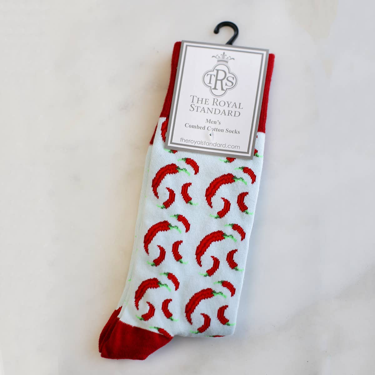 Men's Hot Pepper Socks   Sky/Red   One Size