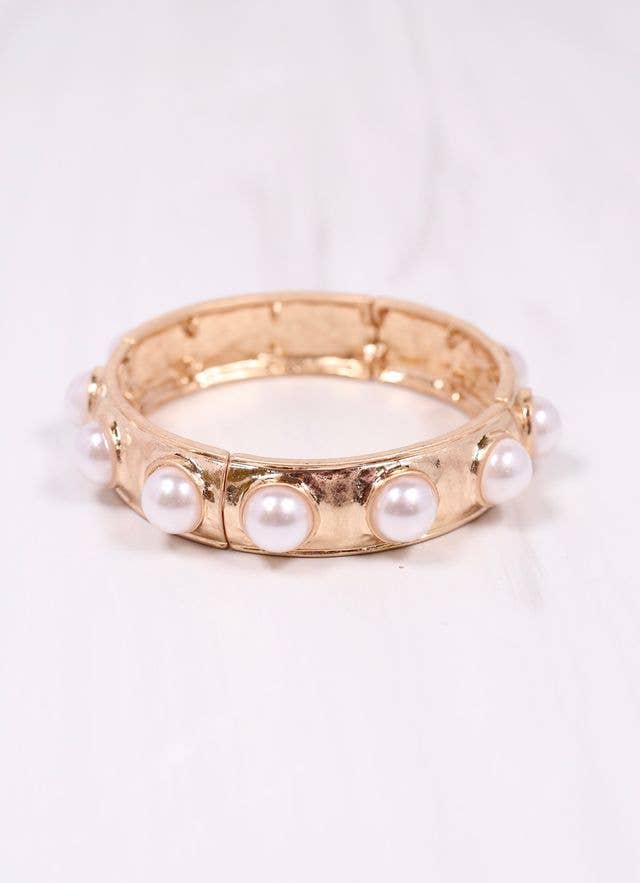 Reagan Pearl Stretch Bracelet GOLD