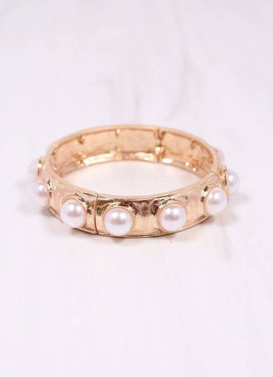 Reagan Pearl Stretch Bracelet GOLD