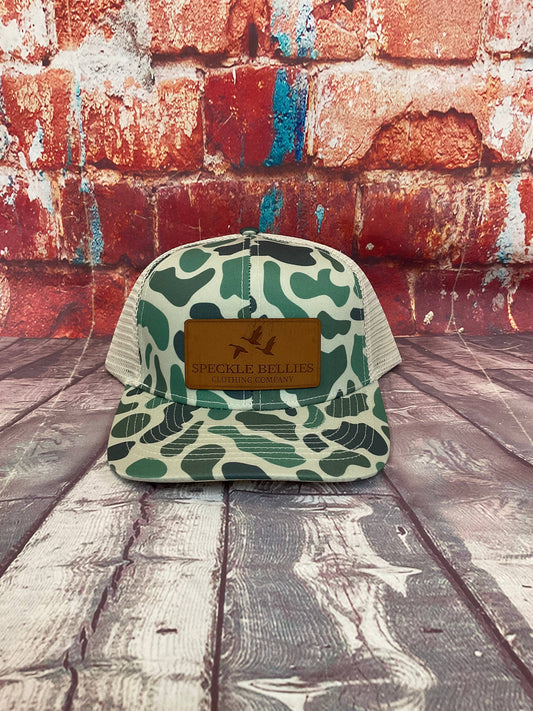 3 Geese Leather Patch Hat