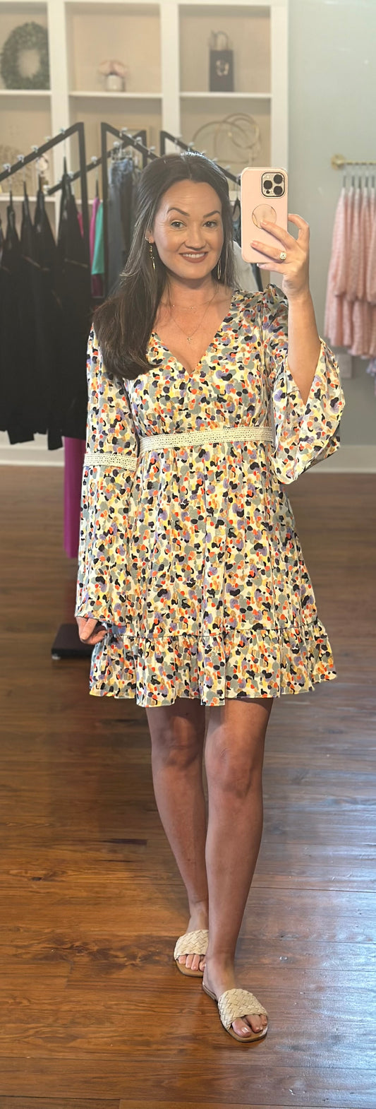 Printed Bell Sleeve Dress