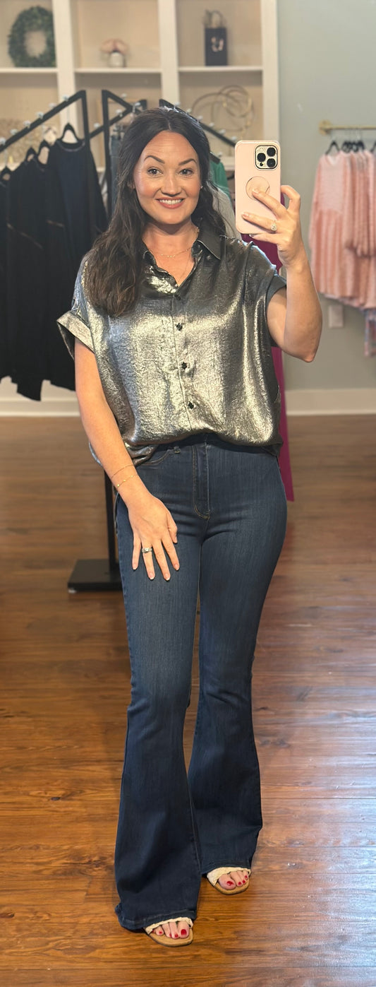 Black Metallic Look Top