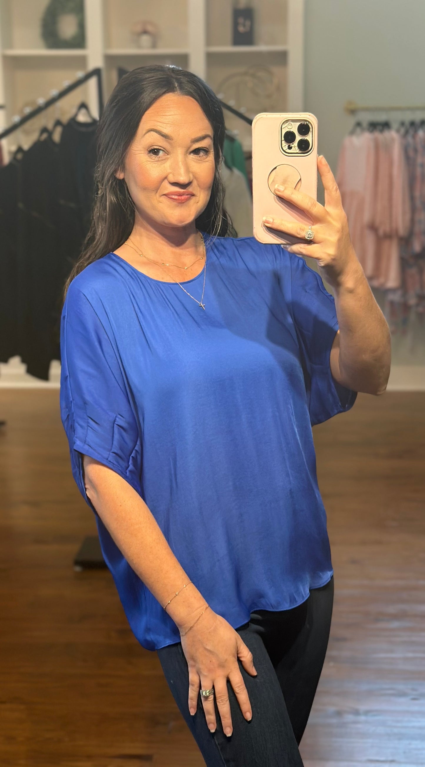 Beautifully Blue Dolman Sleeve Top