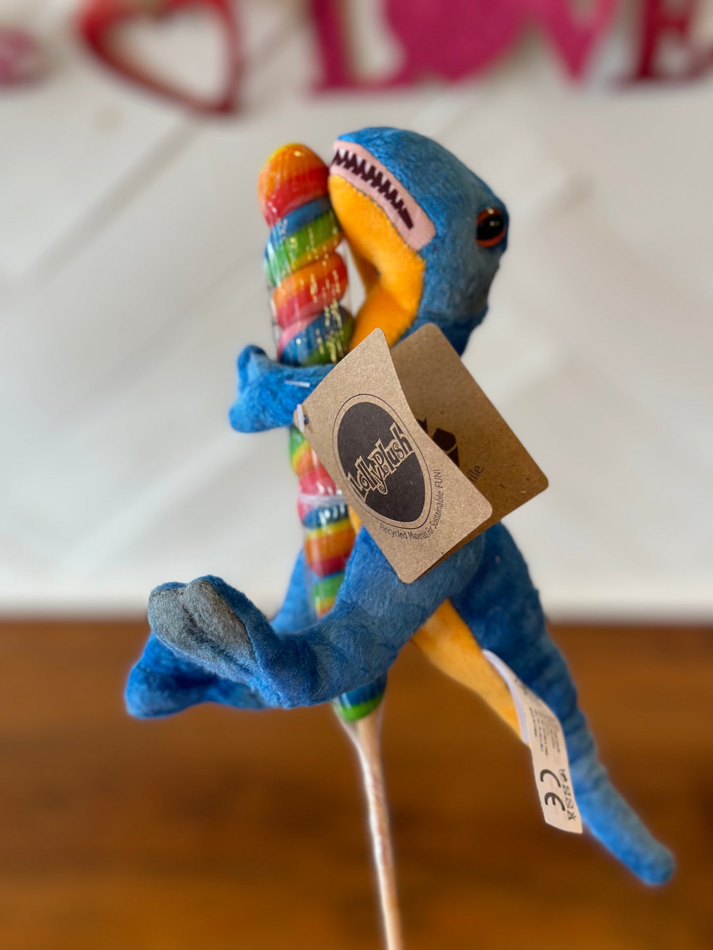 8" Lollyplush T Rex Dino w/14" Rainbow Lollipop