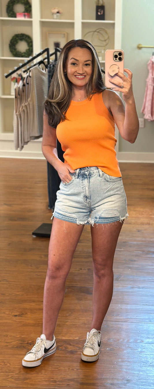 Light Wash Distressed Denim Shorts