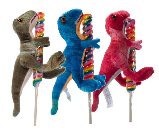 8" Lollyplush T Rex Dino w/14" Rainbow Lollipop