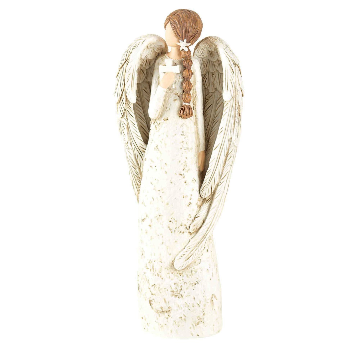 Angel With Cross Rsn 8"H